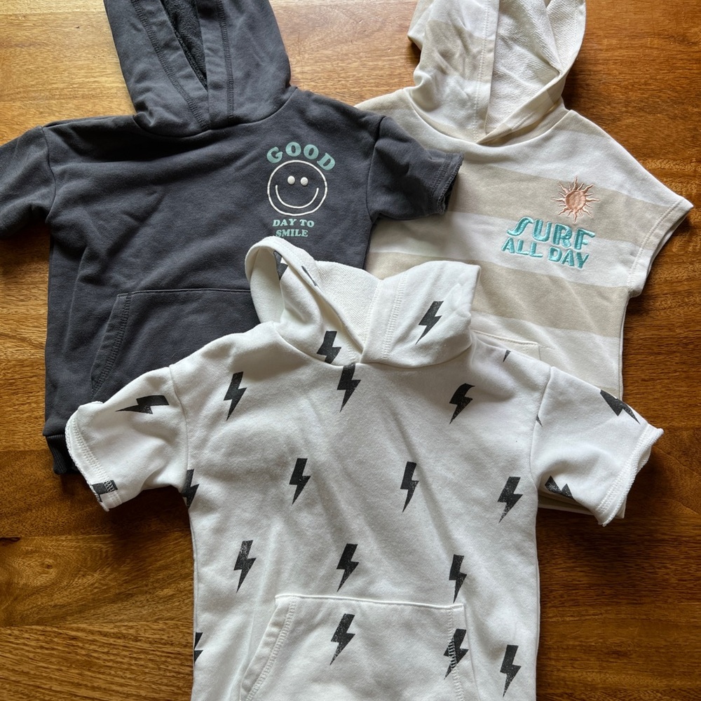 Kids Lightning Bolt Hoodie Trio - Black, White, Cream sweatshirt hoodie tops 3t